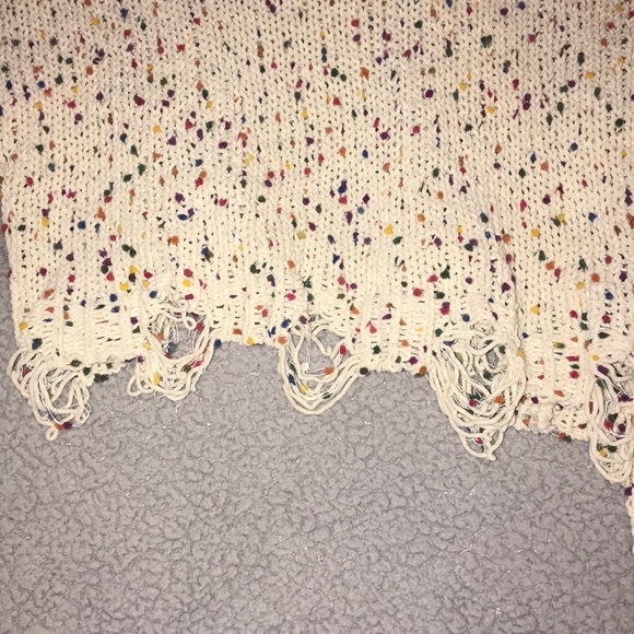 White/Polka Dot Cropped Sweater - Picture 2 of 2